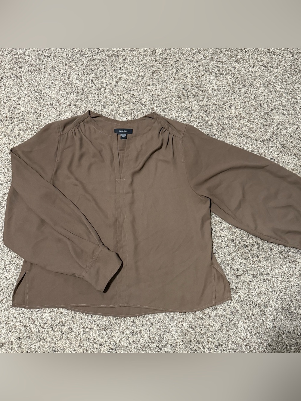 Karen Kane Chestnut Brown V-Neck Blouse